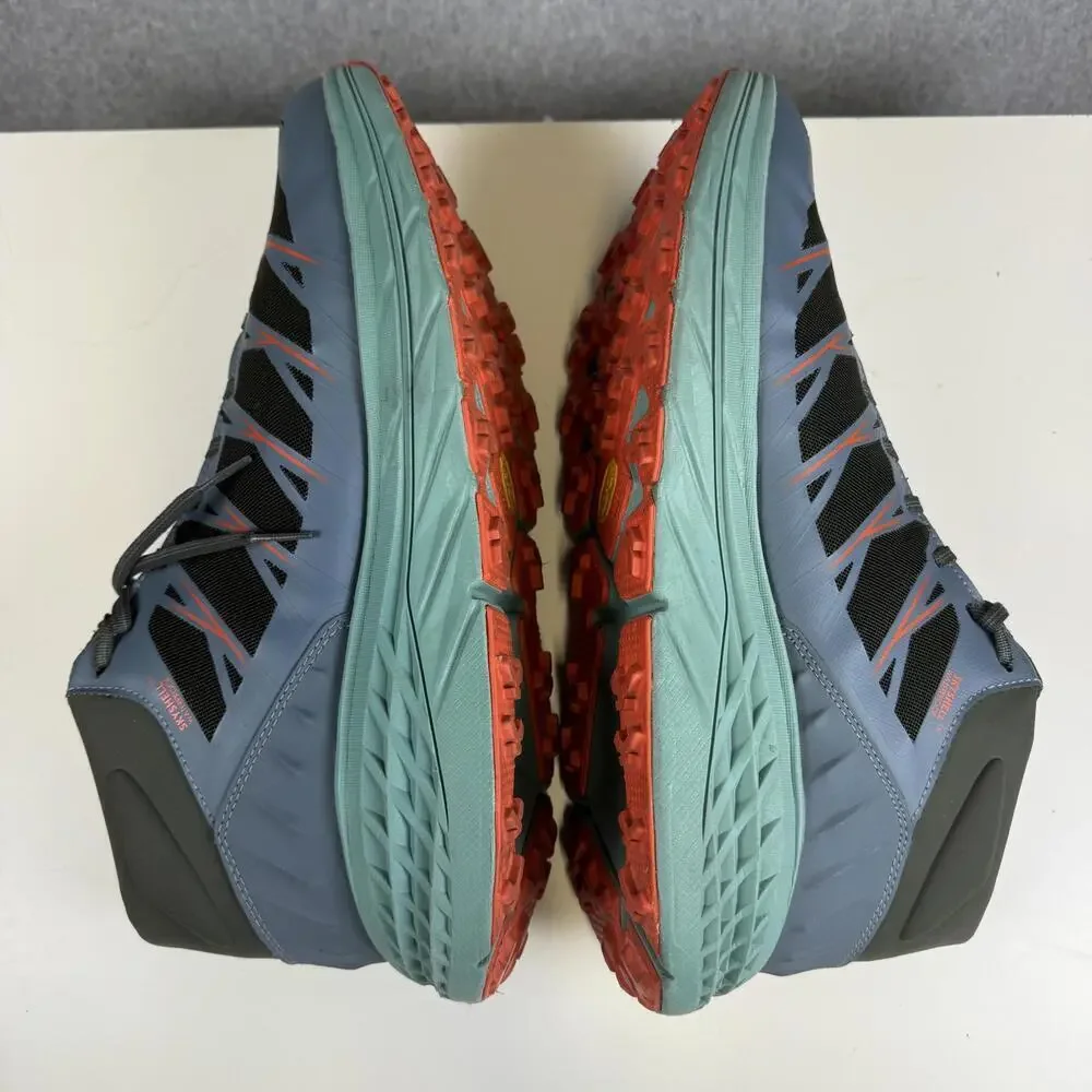 Hoka One One Speedgoat Mid WP Trail Grey Green Blue Men 14 NO INSOLES